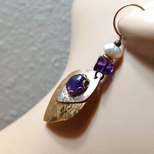 Holly Yashi Rare Natural Amethyst And Pearl Etched Sterling Earrings